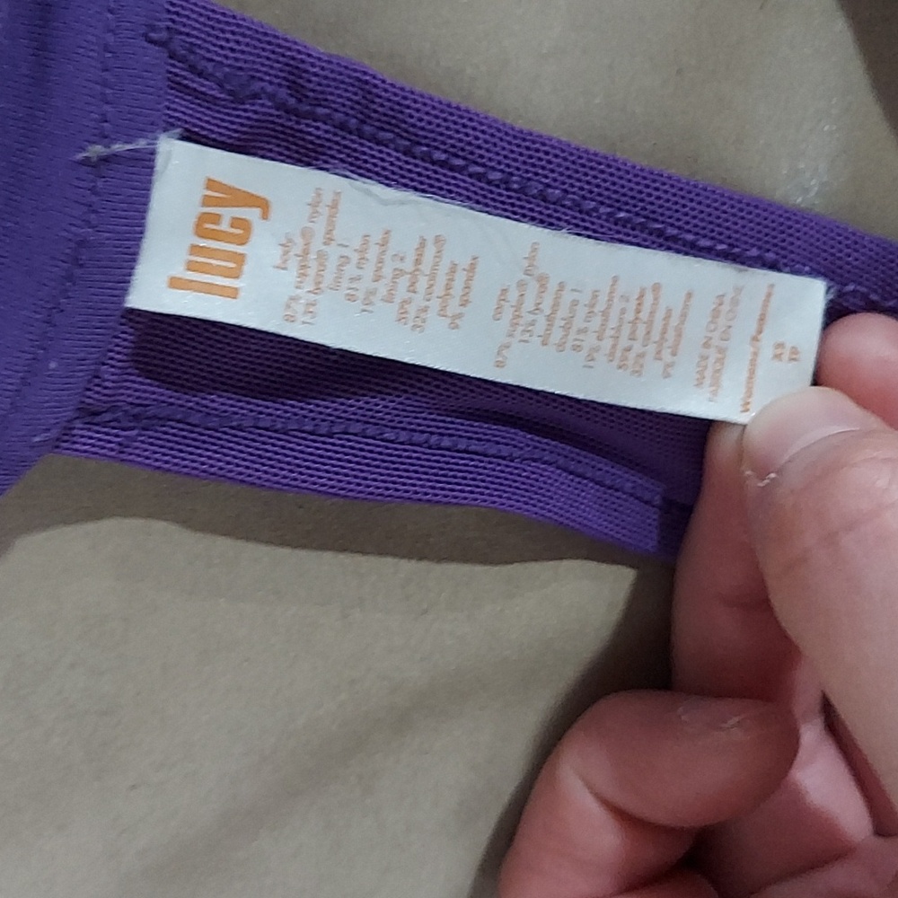 Lucy ruched purple workout tank with built in bra Size Xs - Picture 4 of 6